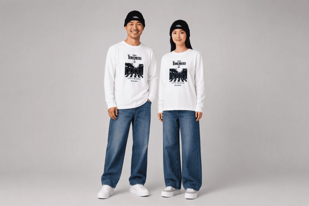 画像1: 米本珈琲　オリジナルロングTシャツ　（白） (1)