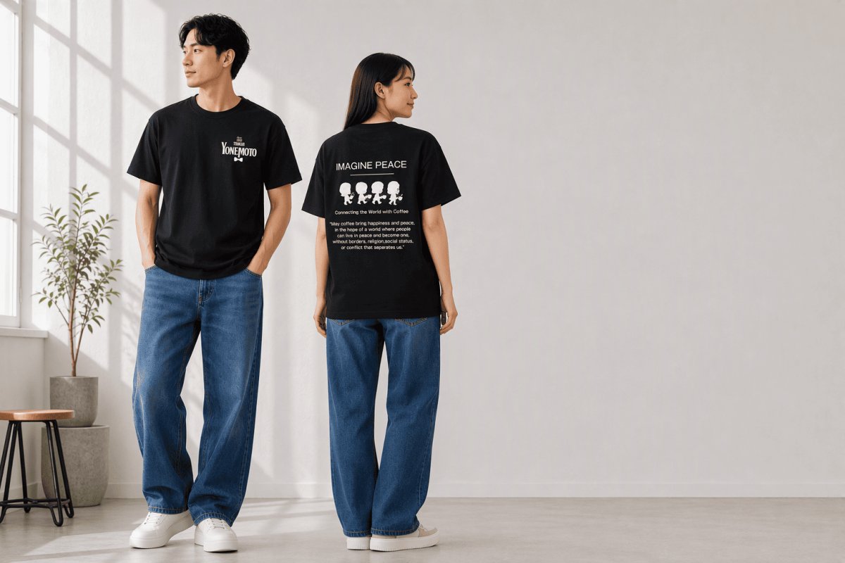 画像1: 米本珈琲　オリジナルTシャツ　（バックプリント黒） (1)